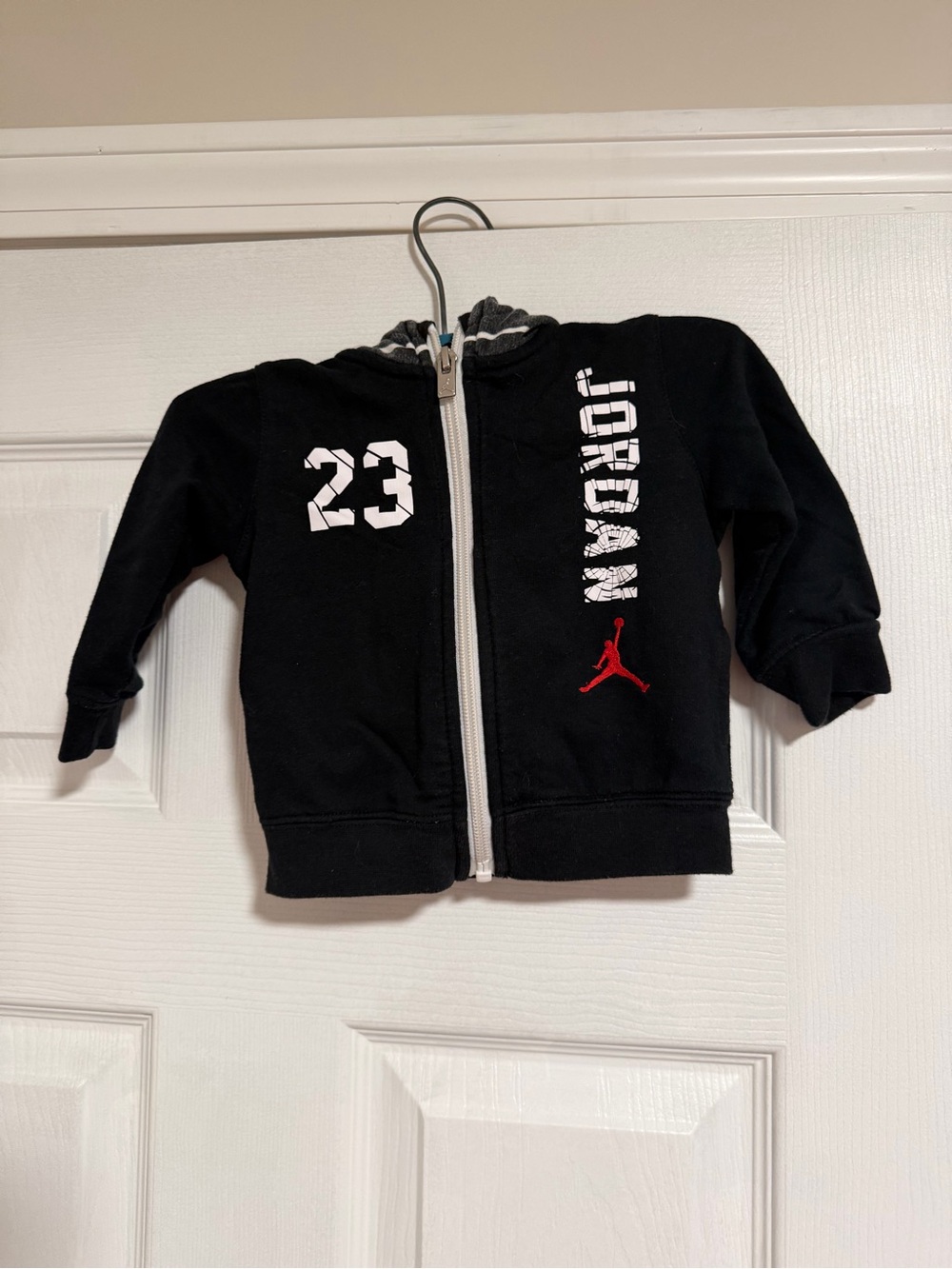 Baby Boy’s Black Jordan Zip Up Hoodie- #23 with Red Jumpman - Size 0-6 Months
